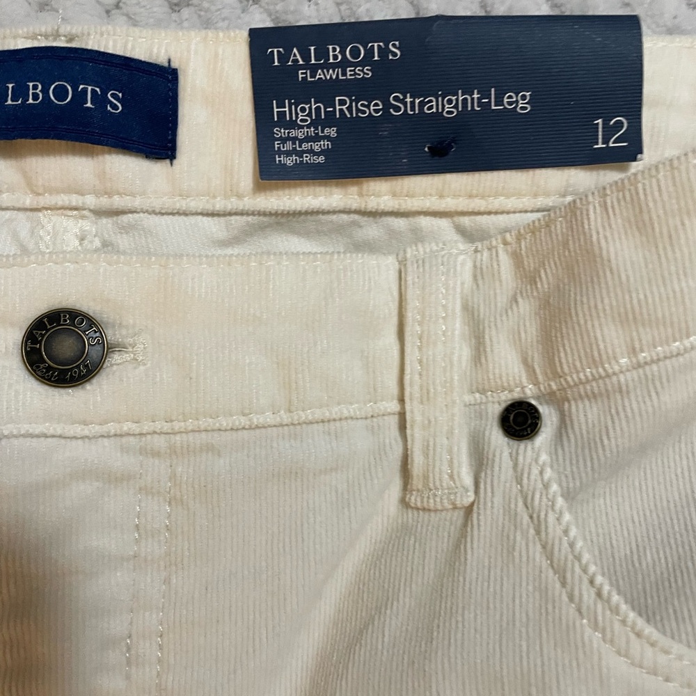 Talbots Women's Straight Leg Cream corduroy jeans - Picture 6 of 6